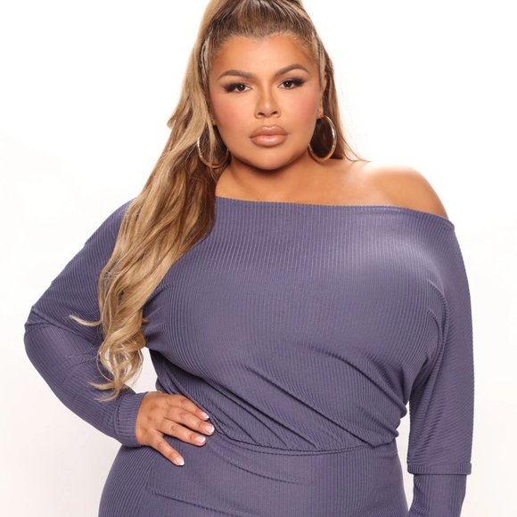 ⚫️Off Shoulder Mini Dress - Navy/Purple - Picture 7 of 13